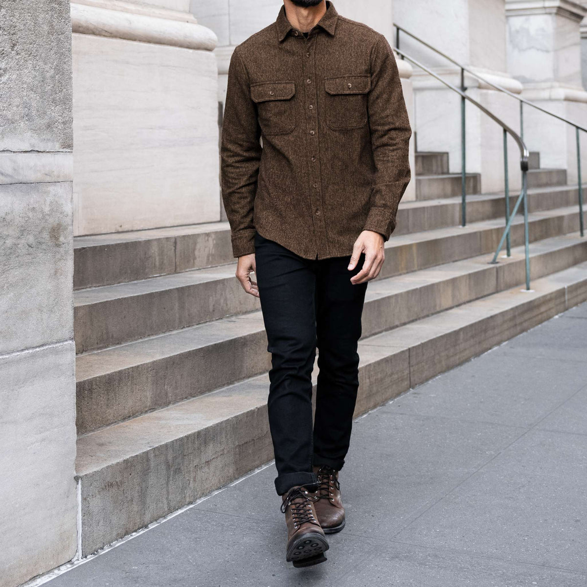Summit Flannel Shirt | Brown Herringbone