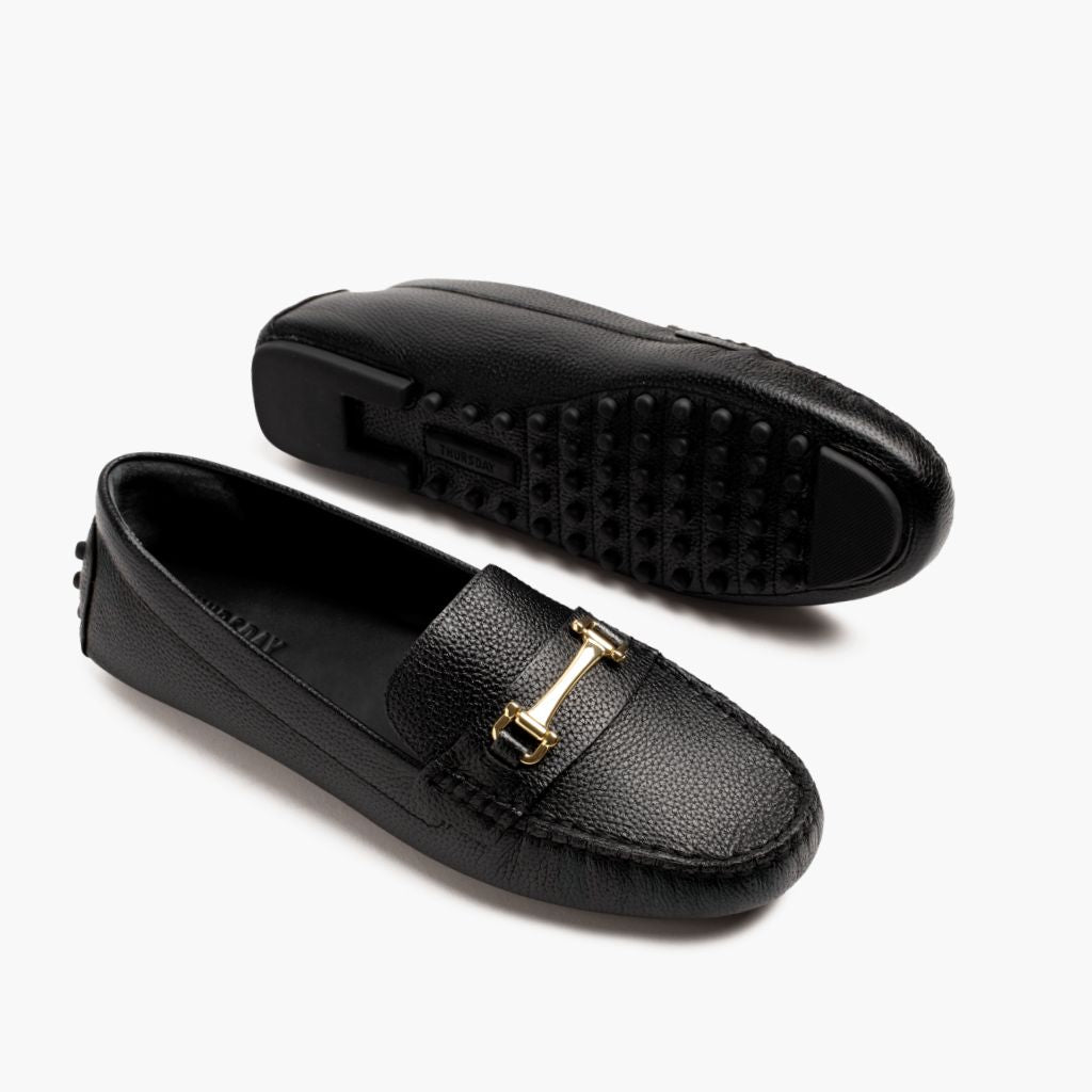 Driving Loafer | Black & Gold