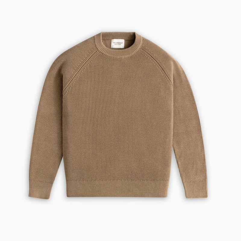 Ribbed Crewneck Sweater | Camel